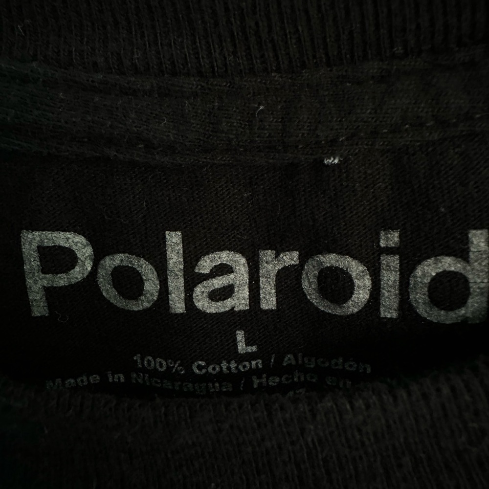 Men’s L Black Official Polaroid T-shirt With The Word “Polaroid” Written 5 Times - Picture 3 of 16